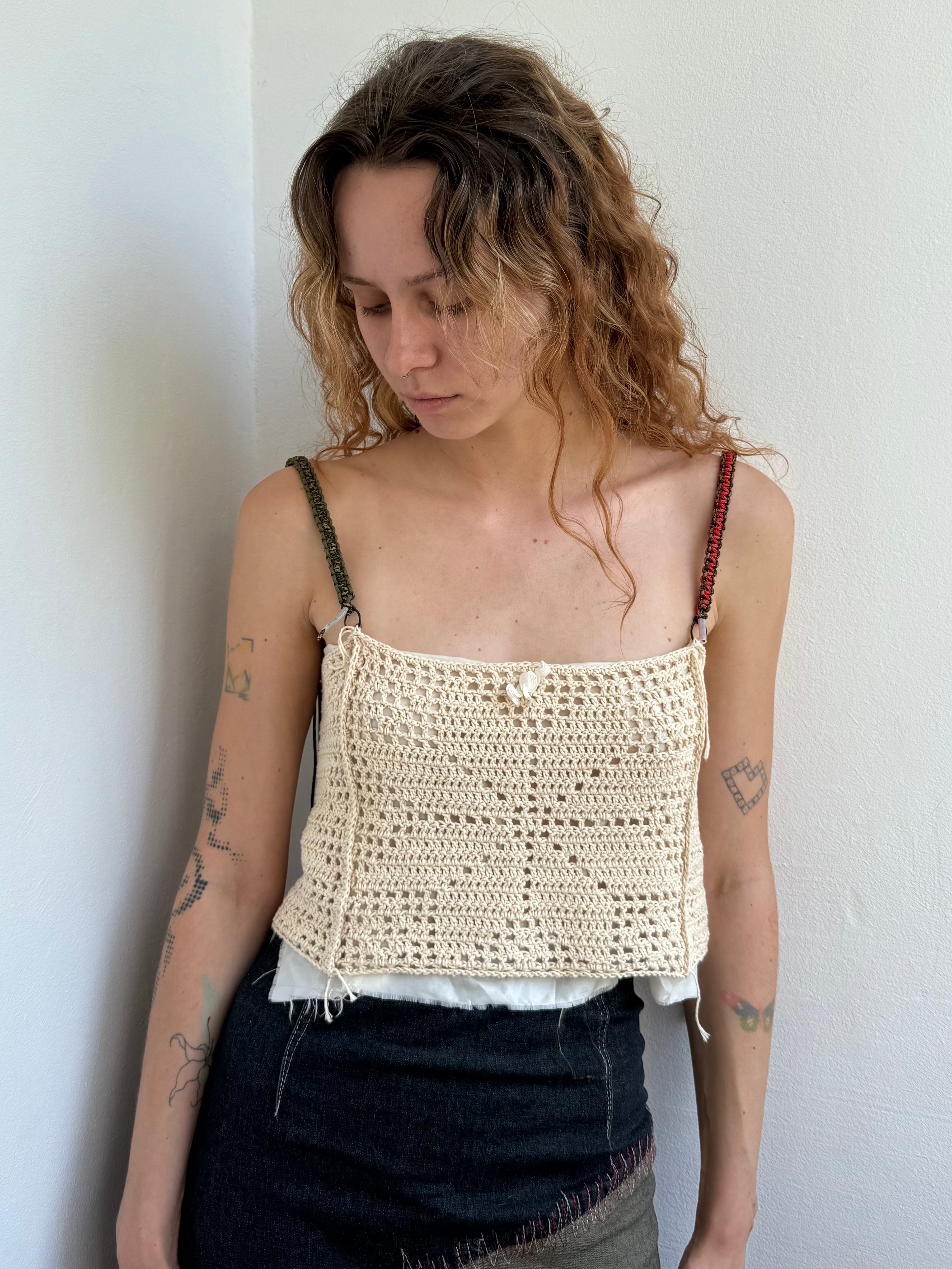 Hand-Crocheted Upcycled Top with Paracord Straps