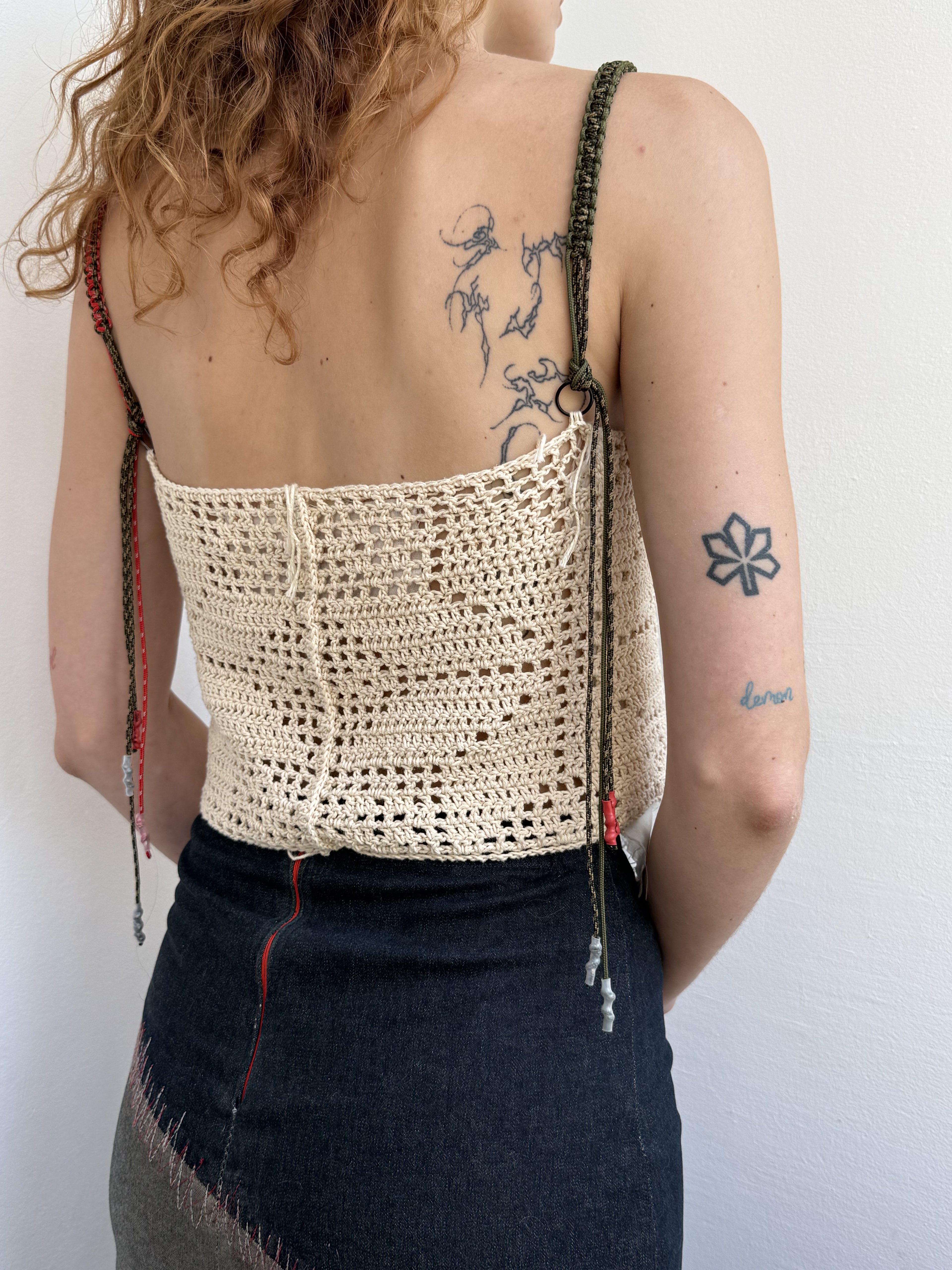 Hand-Crocheted Upcycled Top with Paracord Straps