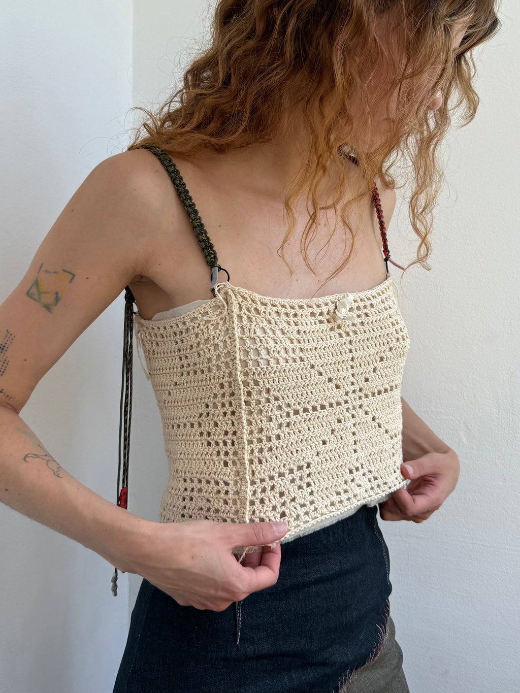 Hand-Crocheted Upcycled Top with Paracord Straps