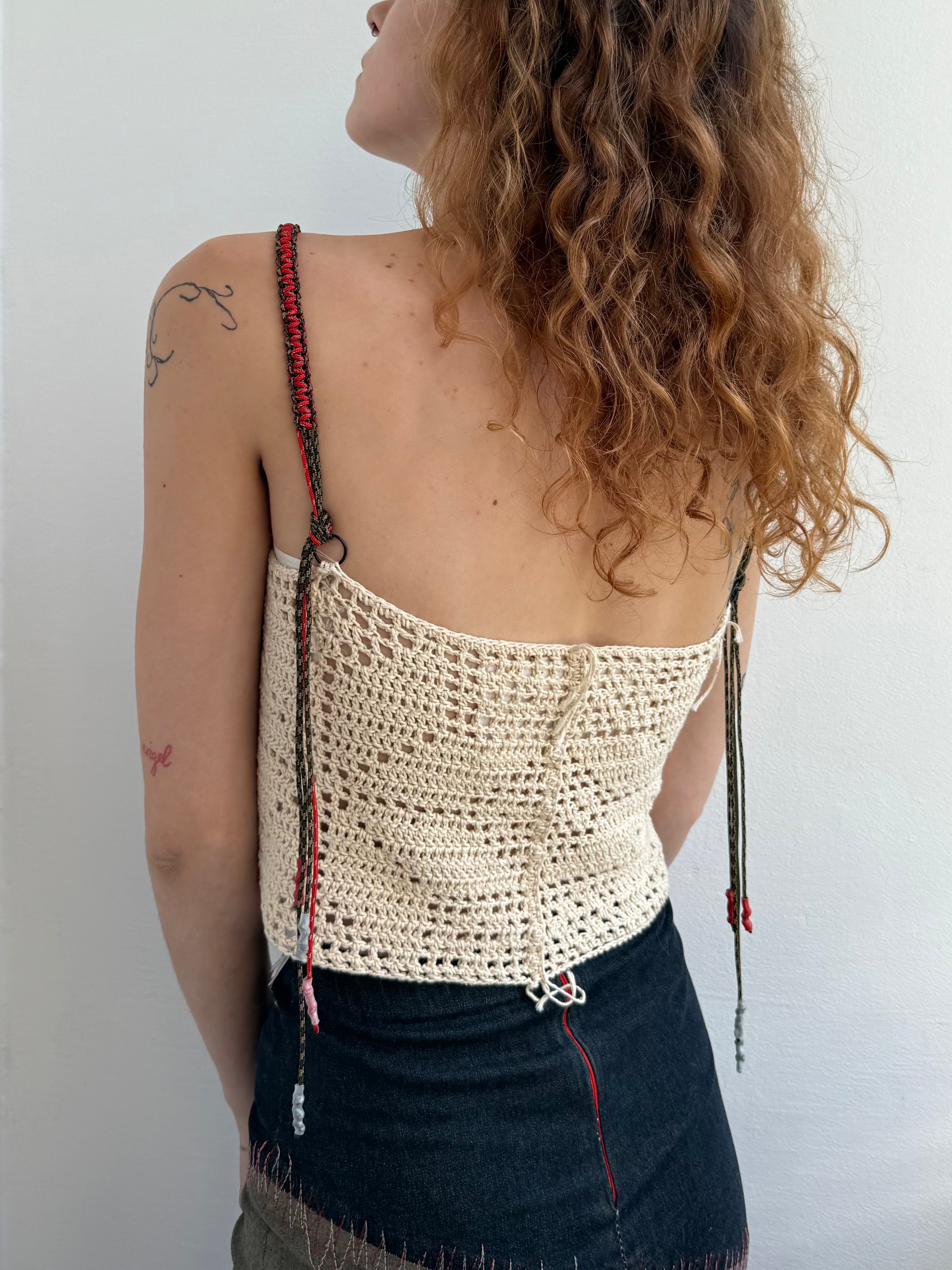 Hand-Crocheted Upcycled Top with Paracord Straps
