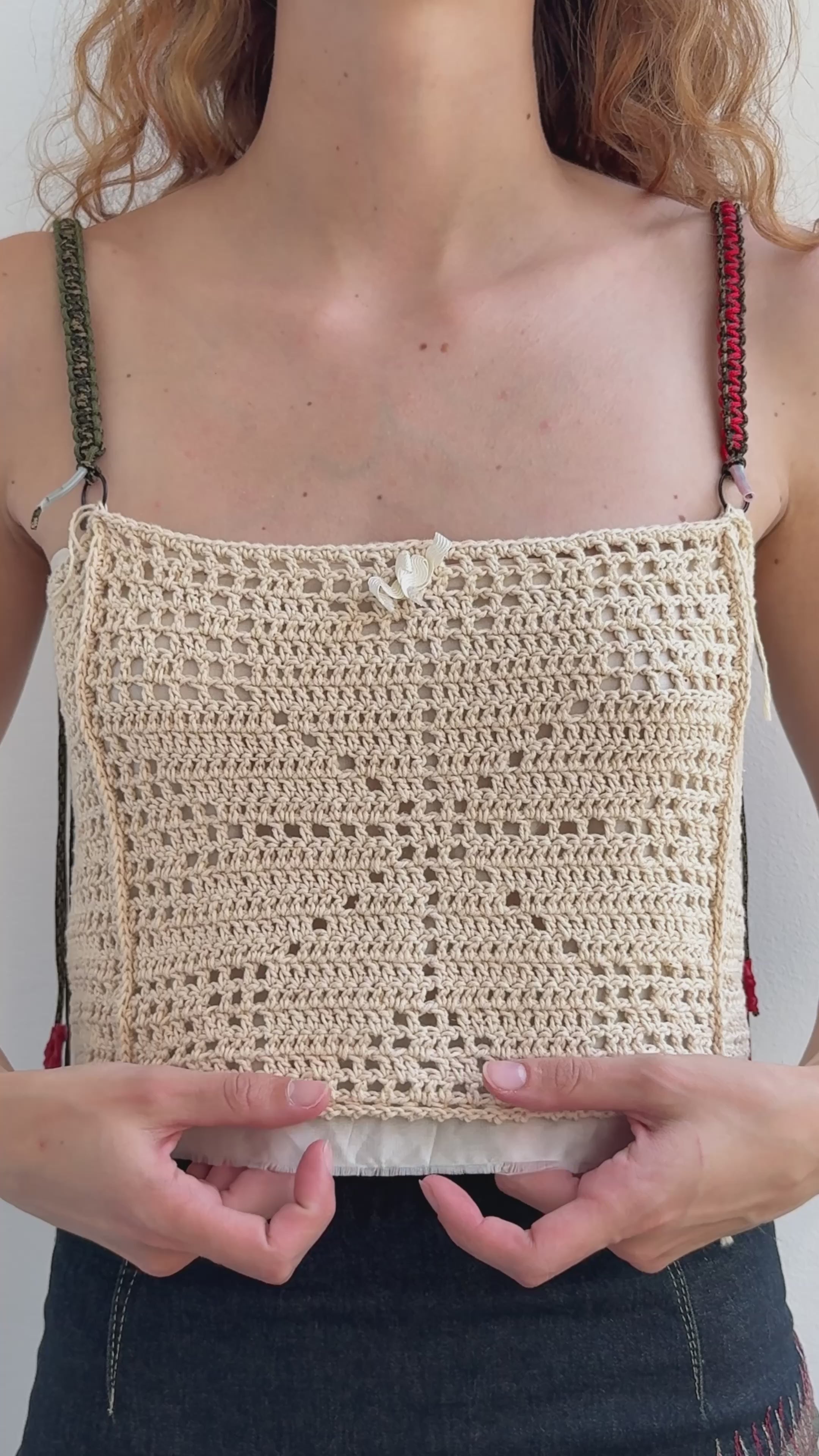 Hand-Crocheted Upcycled Top with Paracord Straps
